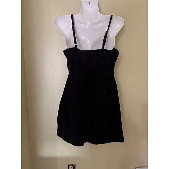 Black Corduroy Mini Dress With Button-Front Small A Love Tree Acedemia - Picture 5 of 9